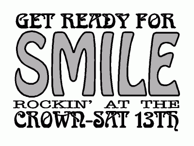 Poster advertising Smile's first 'proper' gig, at the Crown Hotel, September 13, 1997